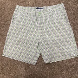 Chase Edward Plaid Golf Shorts Mens 36 Lime Green Preppy Performance Cotton